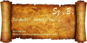 Szabó Bekény névjegykártya